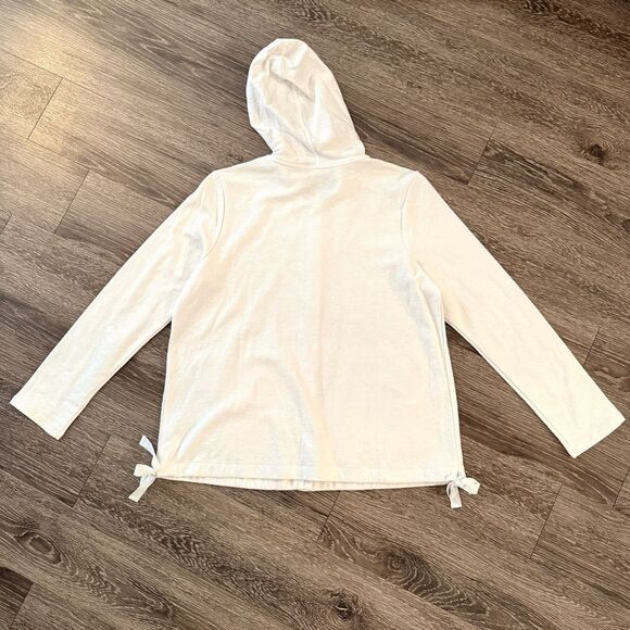 J Jill White Cotton Linen Button Up Hoodie New - Picture 10 of 10